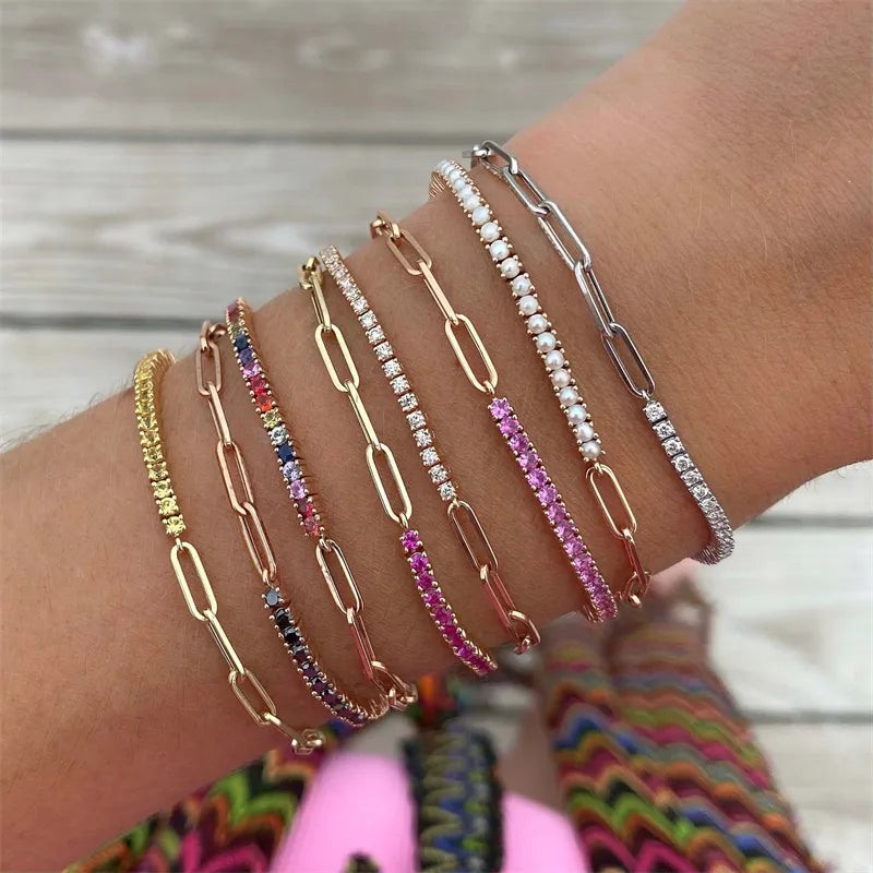 PAPERCLIP CHAIN TENNIS BRACELET