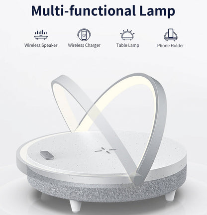 4-in-1 Bedside Lamp with Wireless Charger